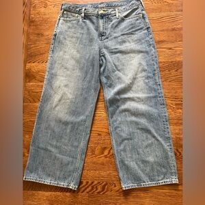 J Crew low Rise wide Leg Denim blue jeans Pants Baggy Oversized Casual 31 P